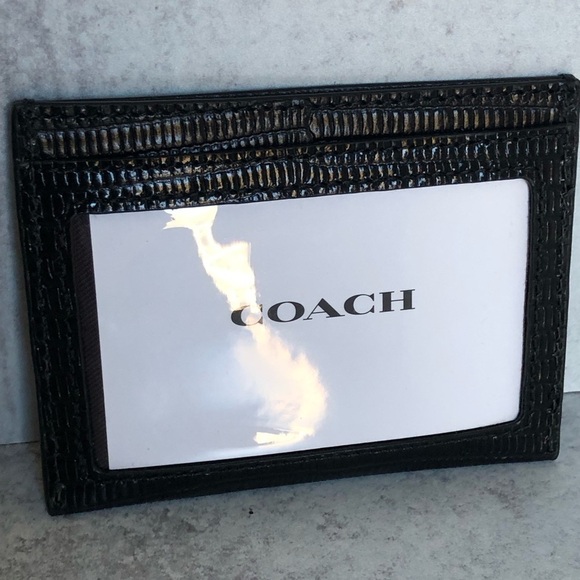 Coach Black Lizard Embossed Leather Slim Card Case - Picture 4 of 5